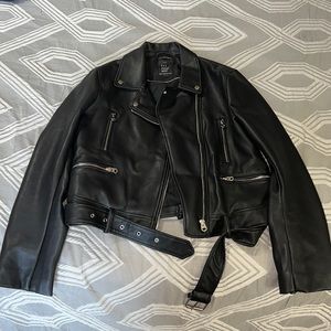 Zara Black Leather Biker Jacket